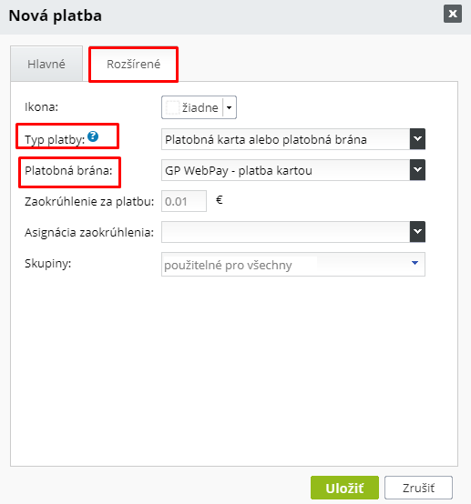 gp webpay nová platba