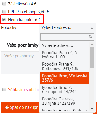 Heureka point - výber výdajného miesta