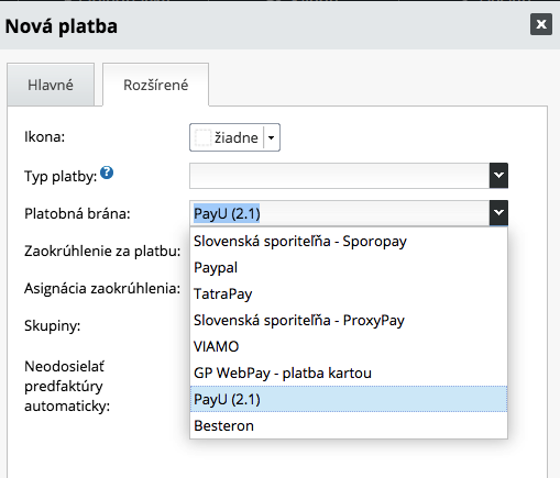 nastavení platební metody PayU - multijazyčný eshop