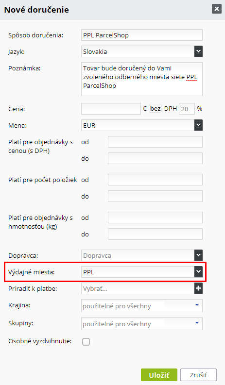 PPL Partner - doručenie