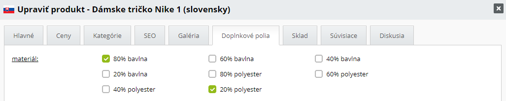 Nastavenie zloženia materiálu produktu pre porovnávač Glami | BiznisWeb.sk