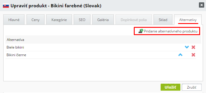 Pridanie alternatívy