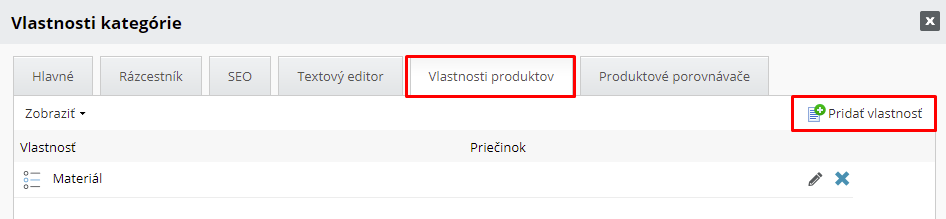 Pridanie vlastnosti produktov kategórií produktov | BiznisWeb