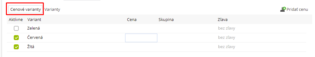 Nastavenie cenových variant v detaile produktu | BiznisWeb