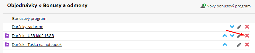 Odstránenie bonusového programu s darčekom