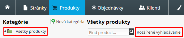 filtrovanie produktov