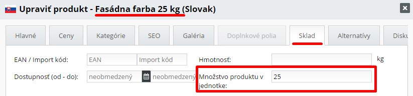 merná jednotka na produkt