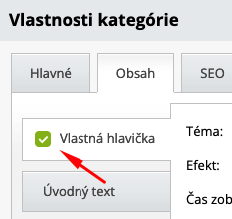 Aktivácia vlastnej hlavičky pre kategóriu | BiznisWeb