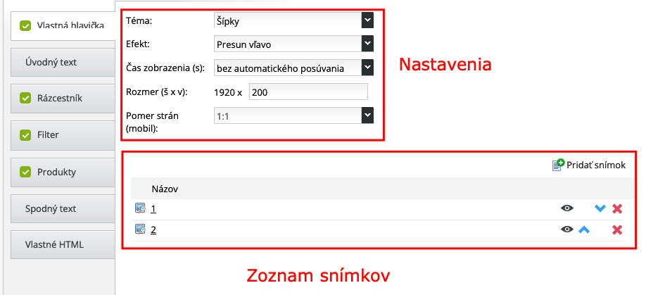 Nastavenie vlastnej hlavičky | BiznisWeb