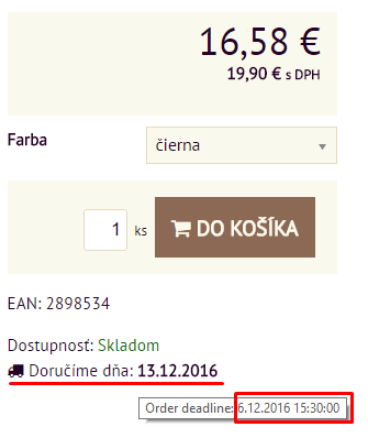 Zobrazenie dostupnosti v eshope