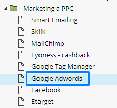 Sekcia Marketing a PPC - Google Adwords