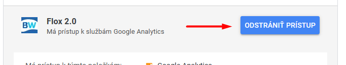 Odstrániť prístup v Google Analytics