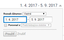 rozsah dátumov v analytics
