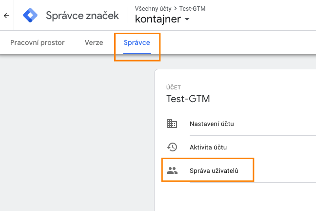 Google Tag Manager Správa používateľov