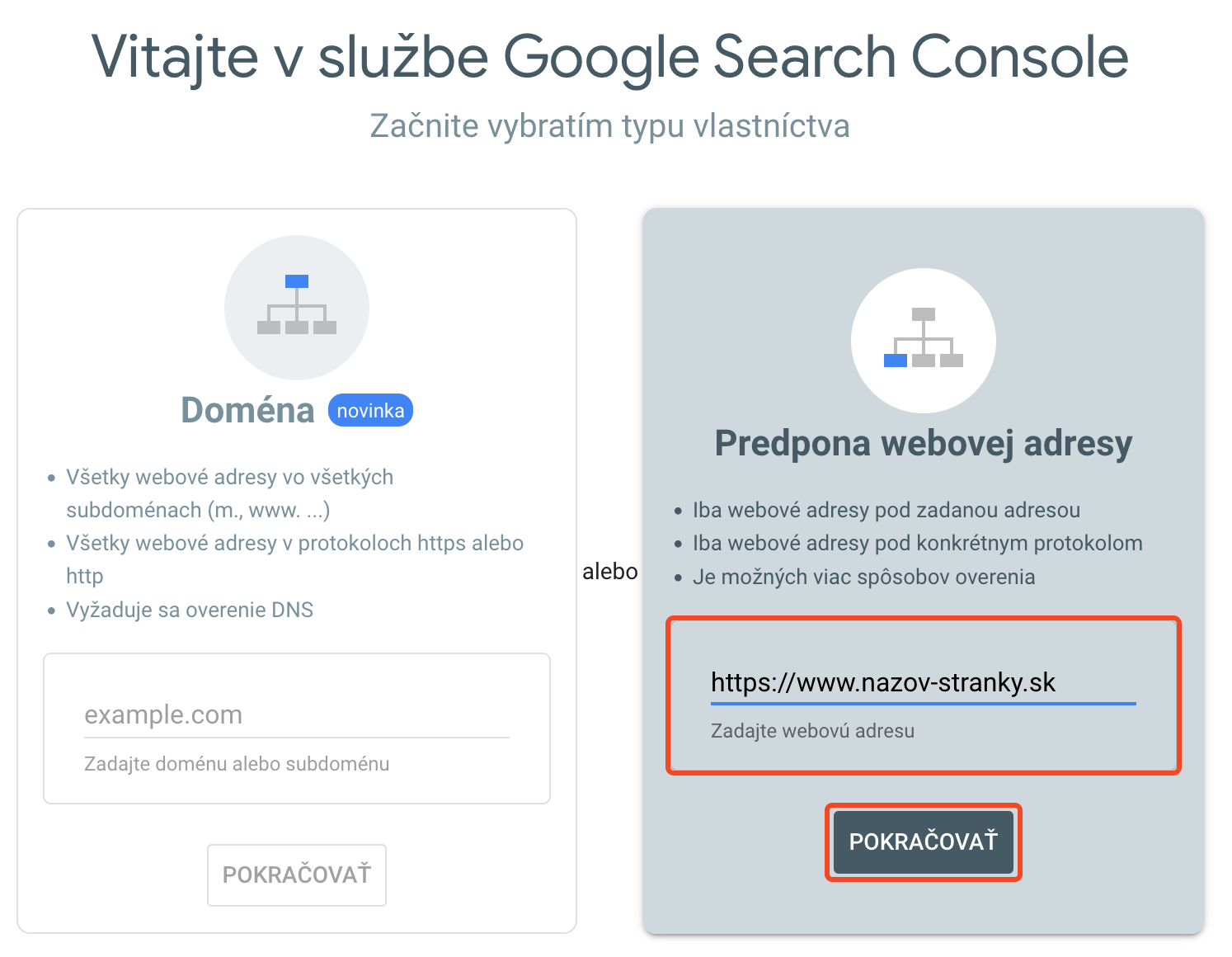 google search console overenie vlastníctva