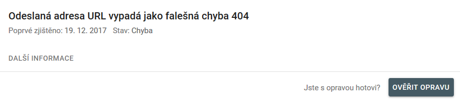 Oznámenie v Search Console - falošná chyba 404