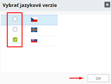 Výber jazykovej verzie