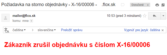 storno objednavky email