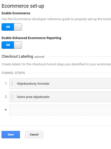 Enhanced ecommerce nastavenie v Google Analytics