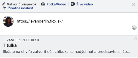 zdieľanie stránky bez obrázku na Facebooku