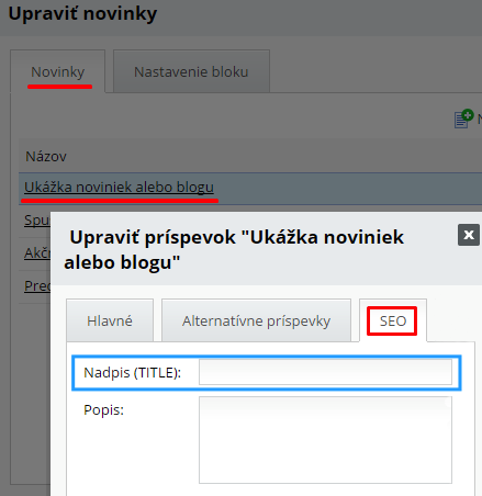 vypĺňanie title v bloku novinky