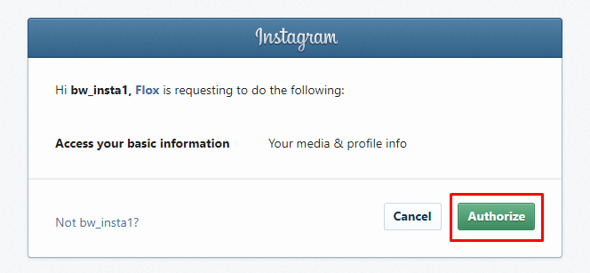 Autorizácia aplikácie Flox pre Instagram
