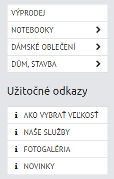 Sekundárne ľavé menu