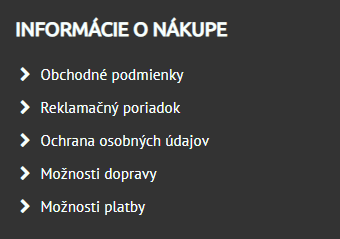 Informácie o nákupe v pätičke