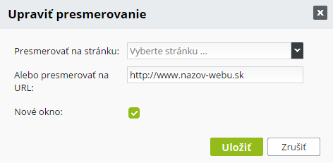 presmerovanie na inú URL