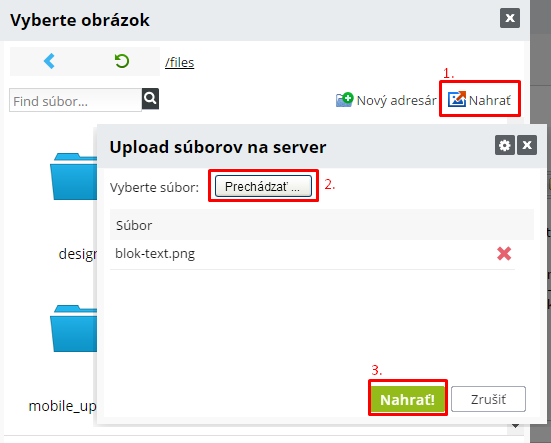 upload súborov na server