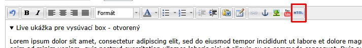 Textový editor - ikona HTML