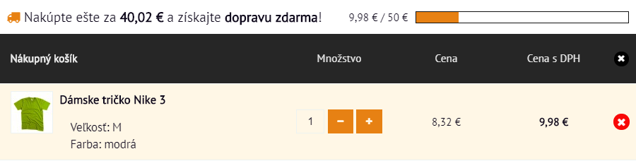 Upozornění na dopravu zdarma