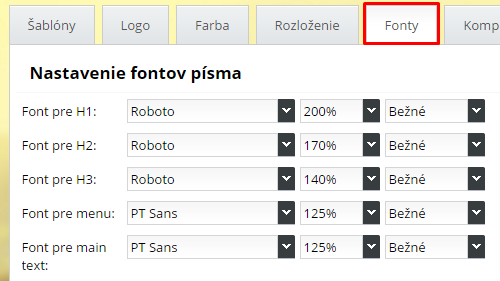 úprava fontov na webovej stránke