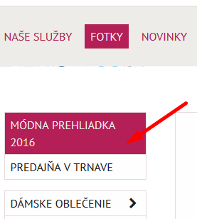 rozklikávacie menu stránok