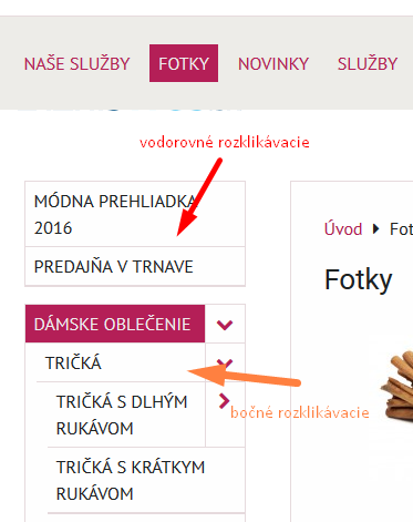 rozklikávacie menu