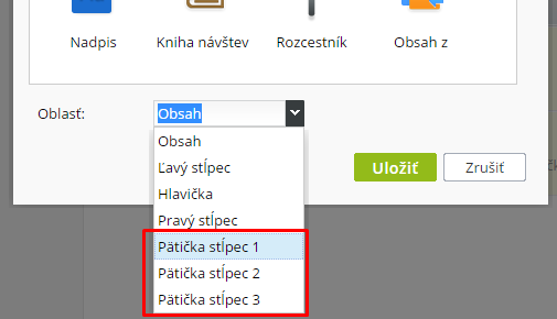 stĺpce pätičky www stránky