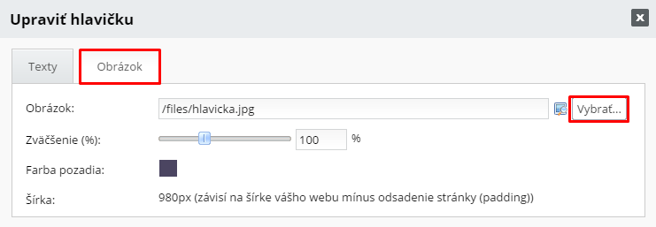 Vlastný obrázok v hlavičke, webdizajn, webdesign