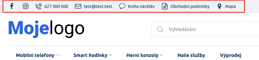 Menu nad hlavičkou | BiznisWeb