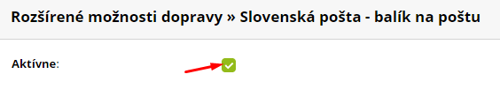 aktivácia služby balík na poštu
