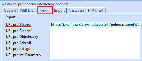 url pre export z Pohody