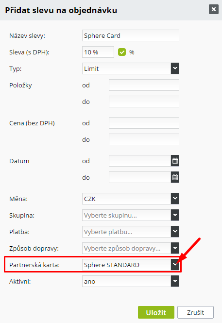 partnerská karta sphere card