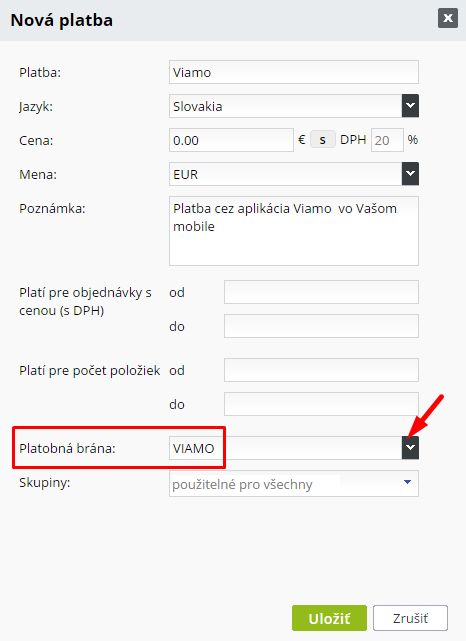 nová platba Viamo