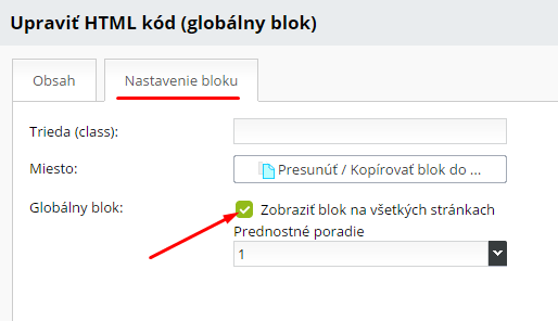 globálny blok