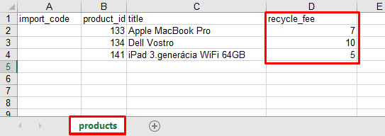 xls súbor, import recyklačného poplatku