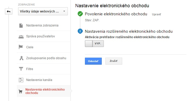 povolenie merania elektronického obchodu GA