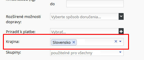 doprava pre konkrétnu krajinu