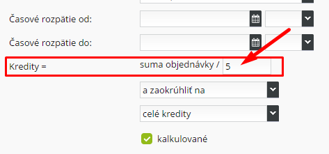 vzorec na výpočet kreditov