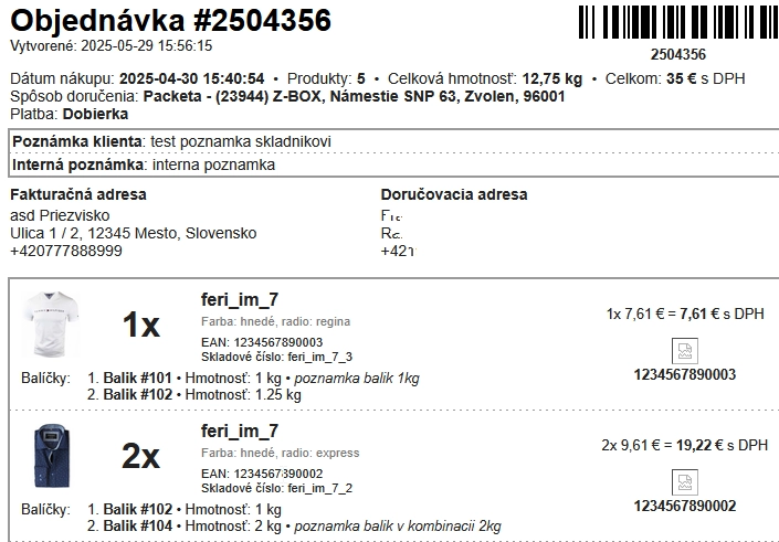 Vyskladňovací list v e-shope - BiznisWeb.sk