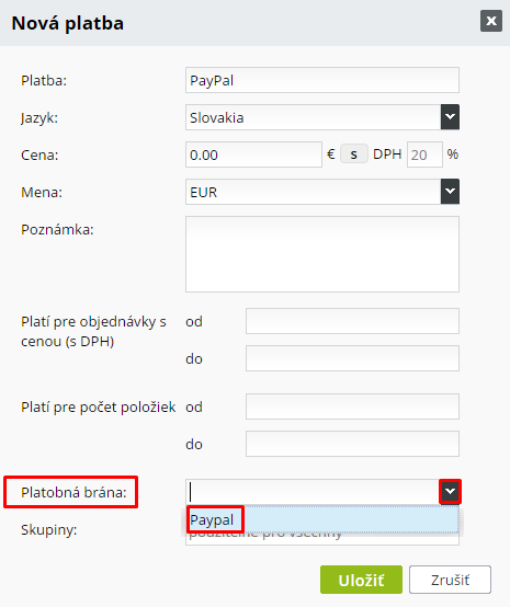 previazanie platobného systému s platbou