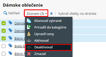 deaktivovať produkty